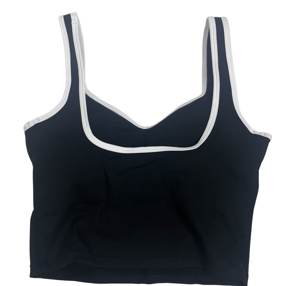 SuuksessWomen Sweetheart Neckline Sports Bra Workout Top Black White XS - Picture 5 of 9